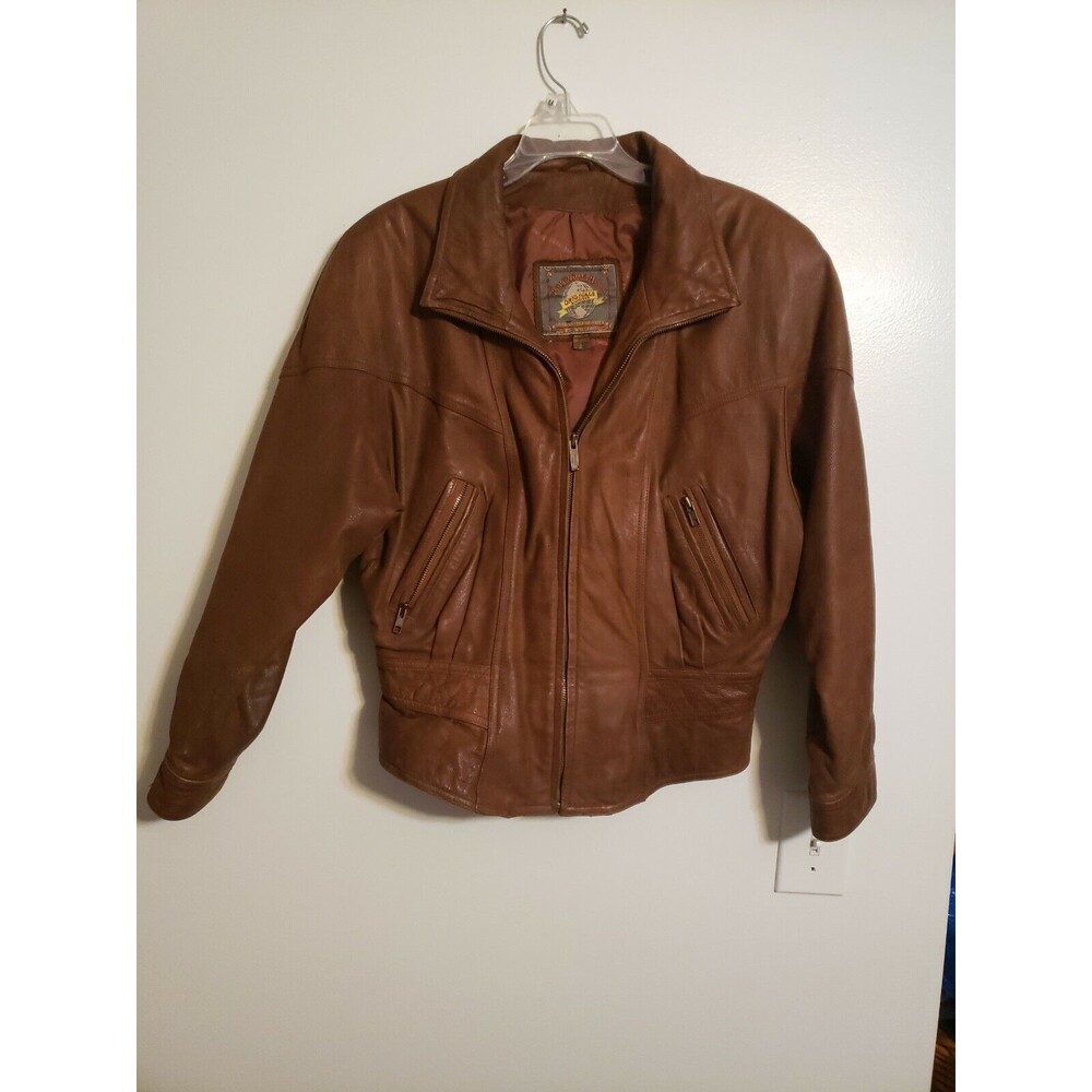 Vintage Adventure Bound Wilson's Distressed Brown Leather Jacket Size Large